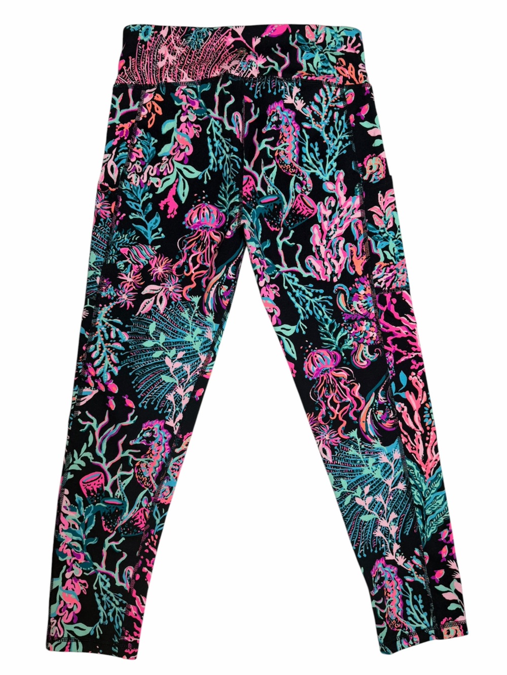 LILLY PULITZER Weekender Mid Rise Midi Leggings TWILIGHT CORAL- Small - Picture 2 of 14
